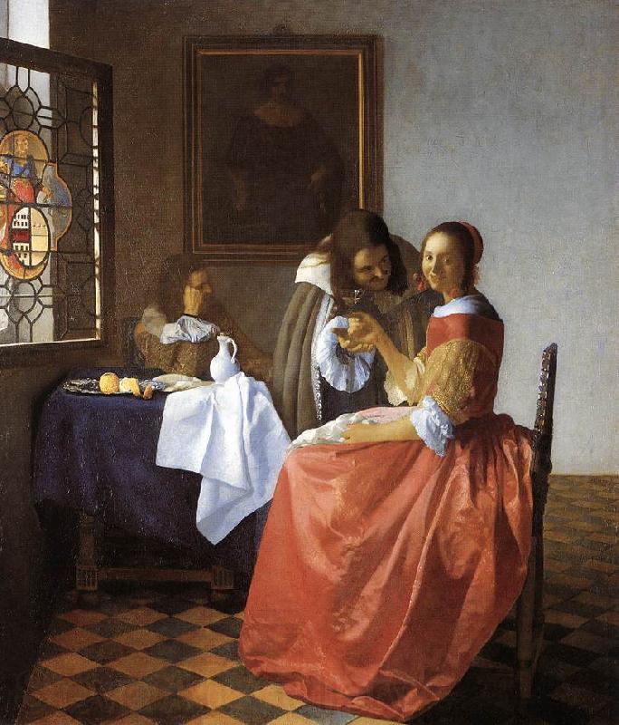 Jan Vermeer A Lady and Two Gentlemen Germany oil painting art